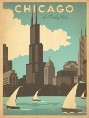 Chicago the Windy City American travel poster